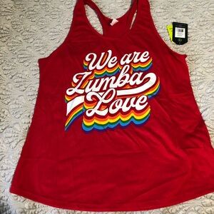 Zumba Fitness “We Are Zumba Love” Women's Red Racerback Tank Large Nwt
